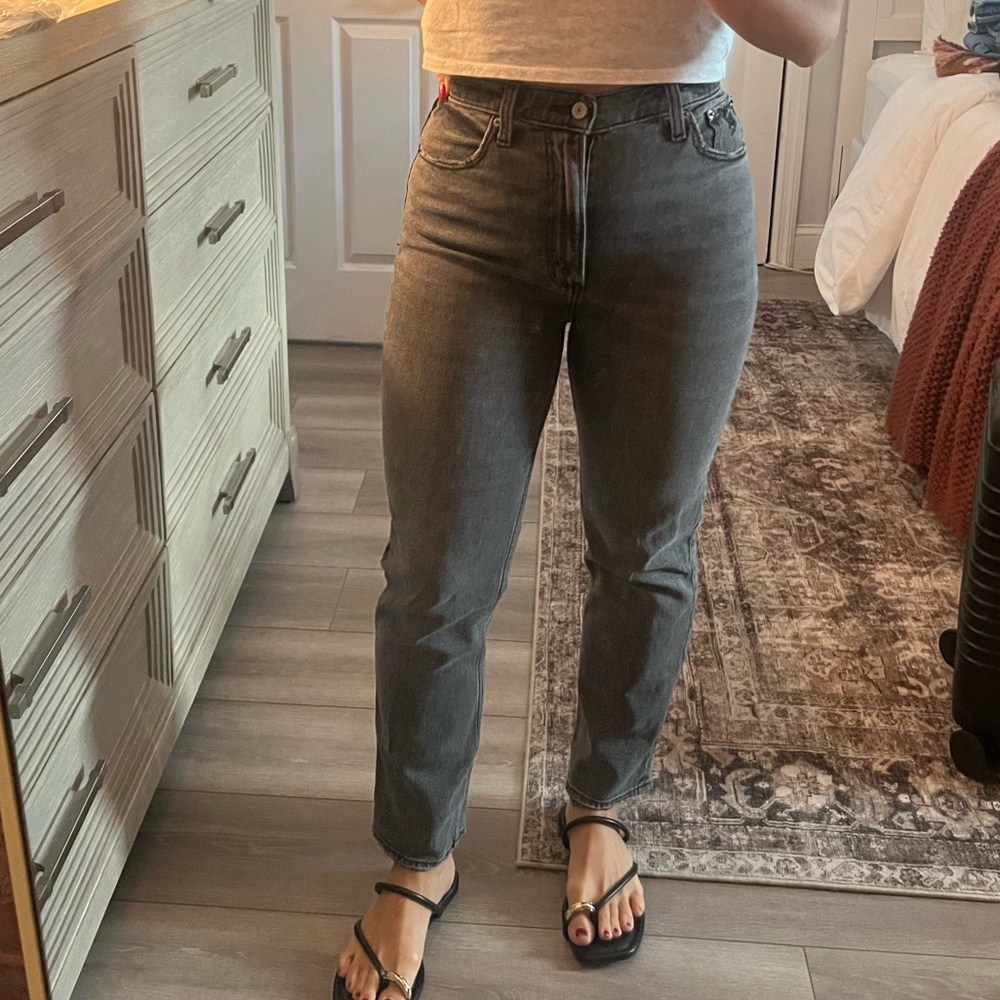 Abercrombie Curve Love Ultra High Waist Ankle Straight Jean - Gray Wash Size 25